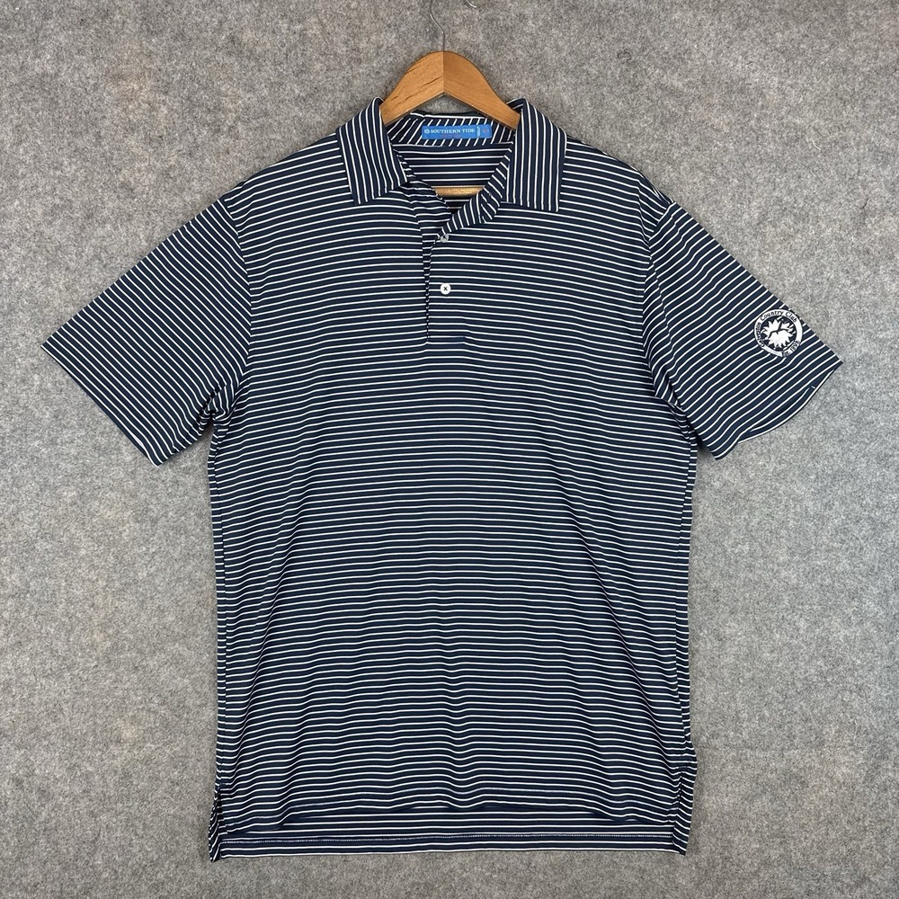 Southern Tide Polo Shirt Mens Medium Tide to Trail Golf Galveston Country Club
